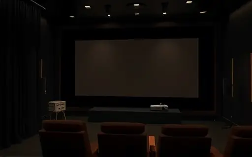 Sala de cinema em casa com tela grande